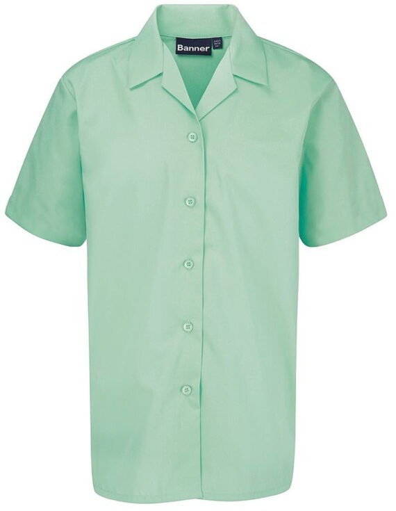 REVER COLLAR SHORT SLEEVE BLOUSES (2PK GREEN)