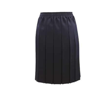 Navy Box Pleated Skirt - Elastic Waist All round