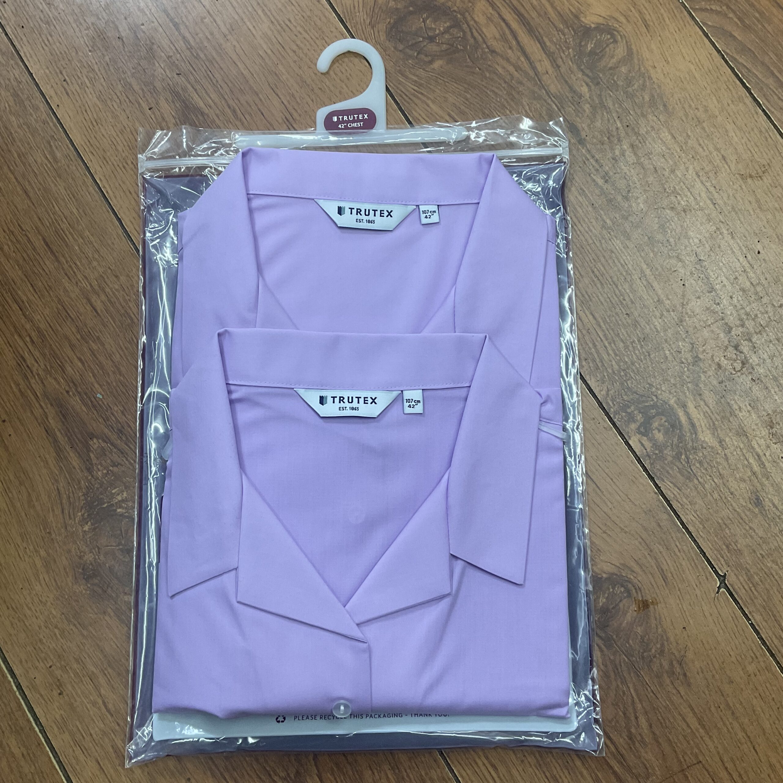 REVER COLLAR SHORT SLEEVE BLOUSES (TRUTEX 2PK DARK LILAC )
